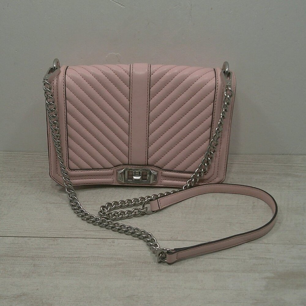 Rebecca Minkoff Baby Pink Channel Quilted Leather Handbag | Purse | Pocketbook - Picture 1 of 12